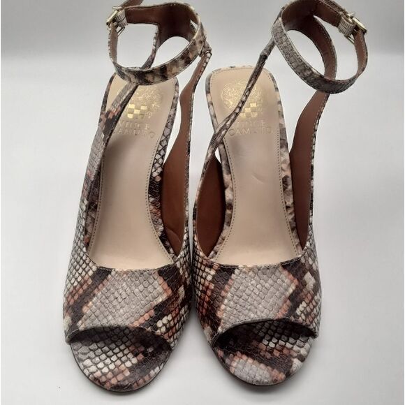 Vince Camuto Reteema Snake Embossed Ankle-Strap Sandals Size 8M Like New - Picture 2 of 11